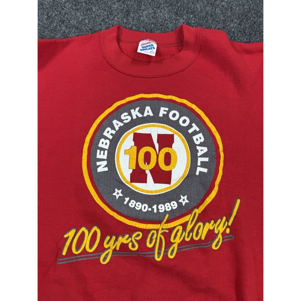 VTG 1989 Nebraska Football 100 Years Of Glory Crewneck Sweatshirt USA M - Picture 3 of 9